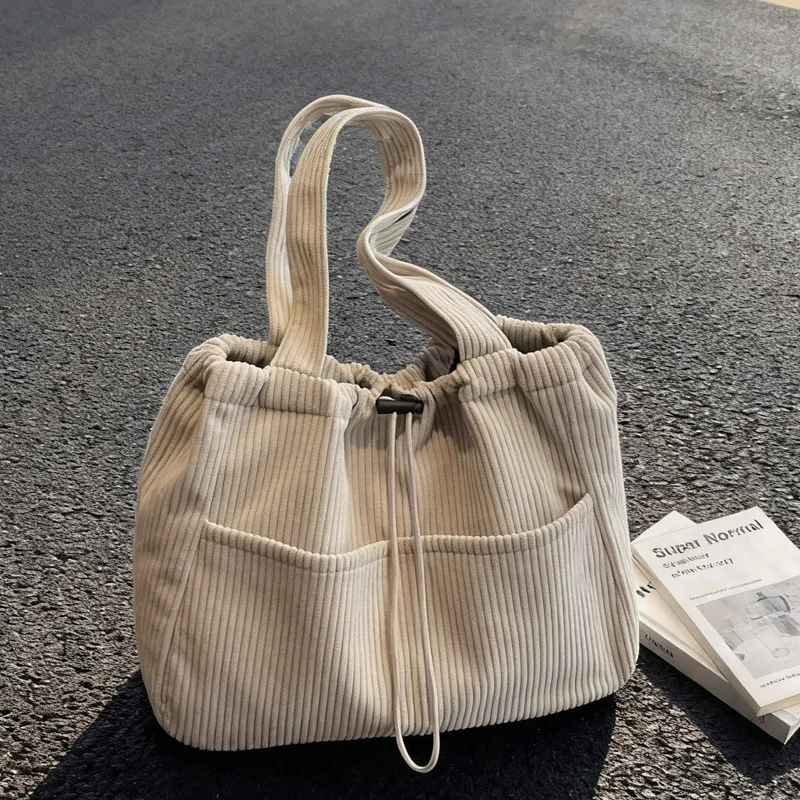 

New Fashion Top Handle Bag Women Large Capacity Lightweight Corduroy Tote Storage Bag Comfortable and Versatile Shoulder Bag