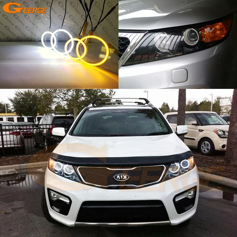 لكيا سورينتو II XM 2009 2010 2011 2012 2013 ممتاز ضوء النهار الترا برايت مصلحة الارصاد الجوية LED عيون الملاك عدة خواتم هالة