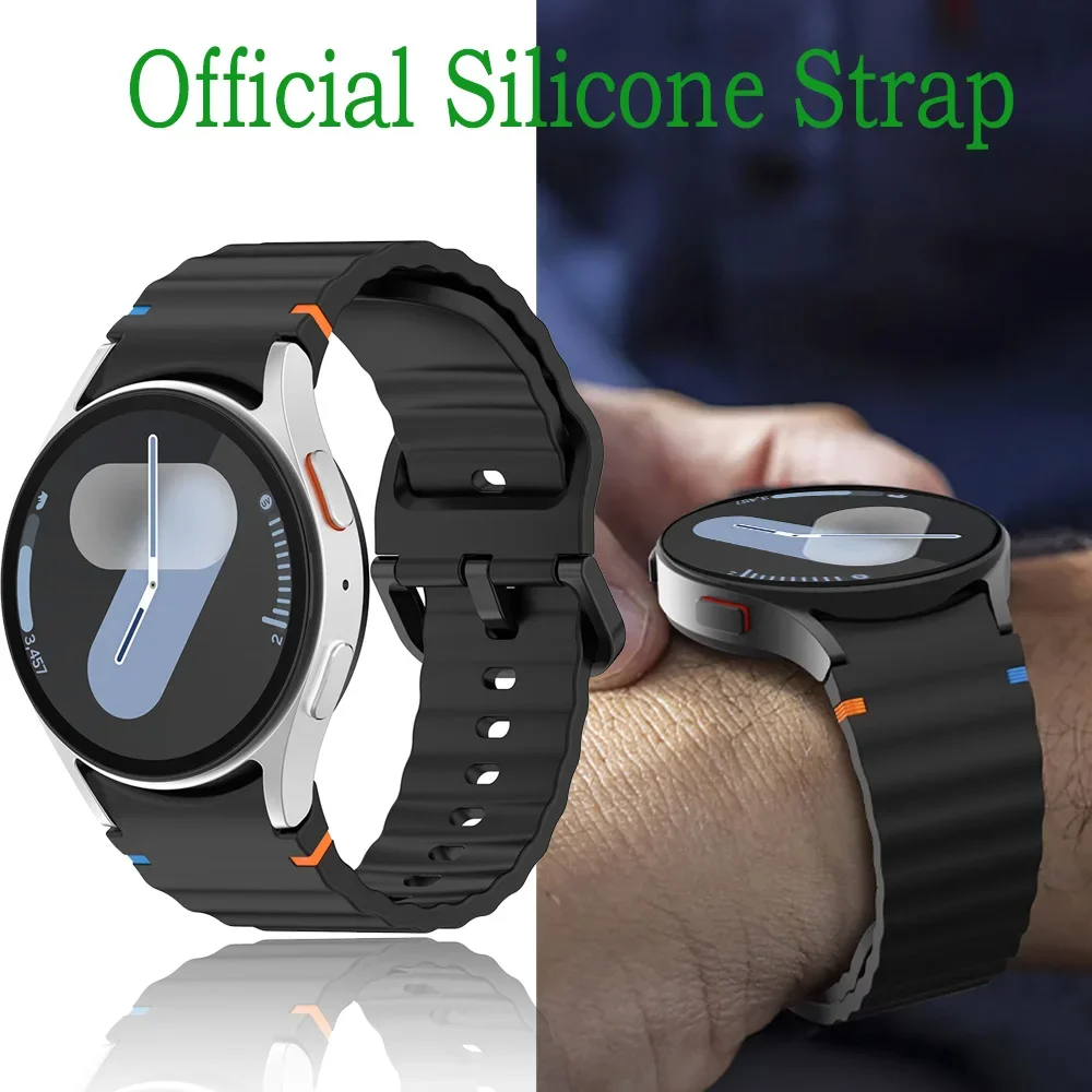 Oficjalny oryginalny silikonowy pasek do Samsung Galaxy Watch 6 4 Classic 47mm 46mm 43/42mm Wymienny pasek do zegarka 7 6 5 4 40mm 44mm — zdjęcie 4
