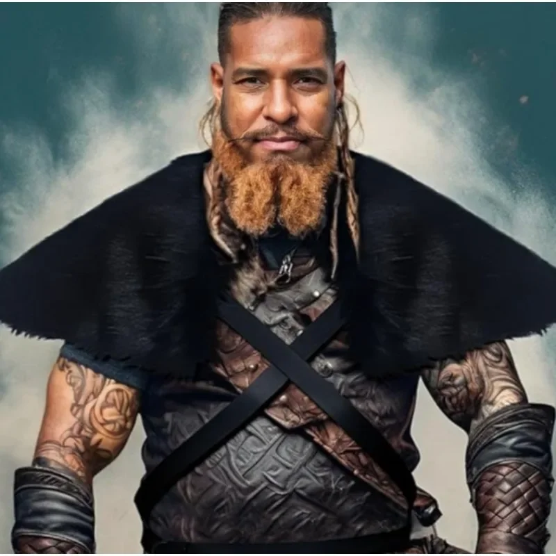 Cape en fausse fourrure pour homme, Cape d'épaule avec sangle de poitrine, col en fausse fourrure, Cape en fourrure Viking rétro, Costume de Cosplay d'halloween