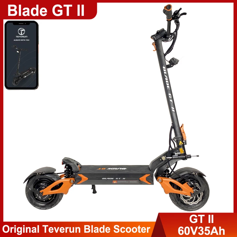 

EU Stock Blade GT II 60V 35Ah Dual Motor 1600W*2 Top Speed 85km/h Full Hyd Brake Finger Throttle 11inch Teverun Scooter