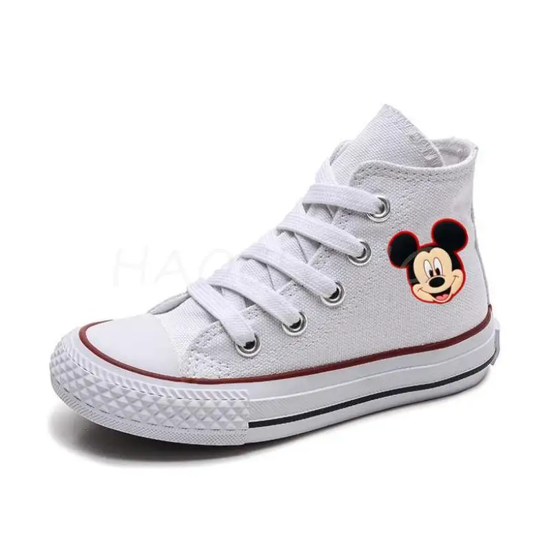 Disney Autumn High Top Children Canvas Shoes Kids Sneakers Shoes For Girls Minnie Princess Denim Running Sport Big Girls Shoes