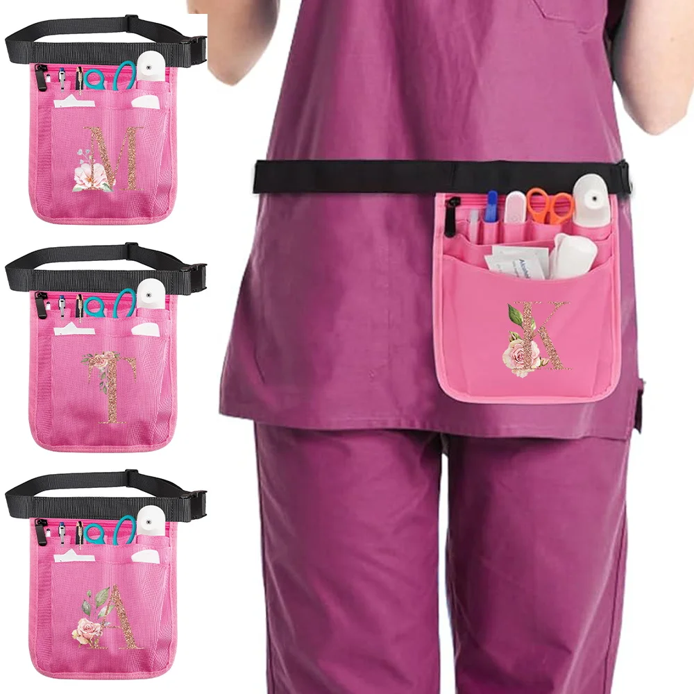New Lightweight Waist Bag Workout Running Waist Pack Rose Gold Letter Printing Work Accessories Adjustable Bag Nurse Waist Bags