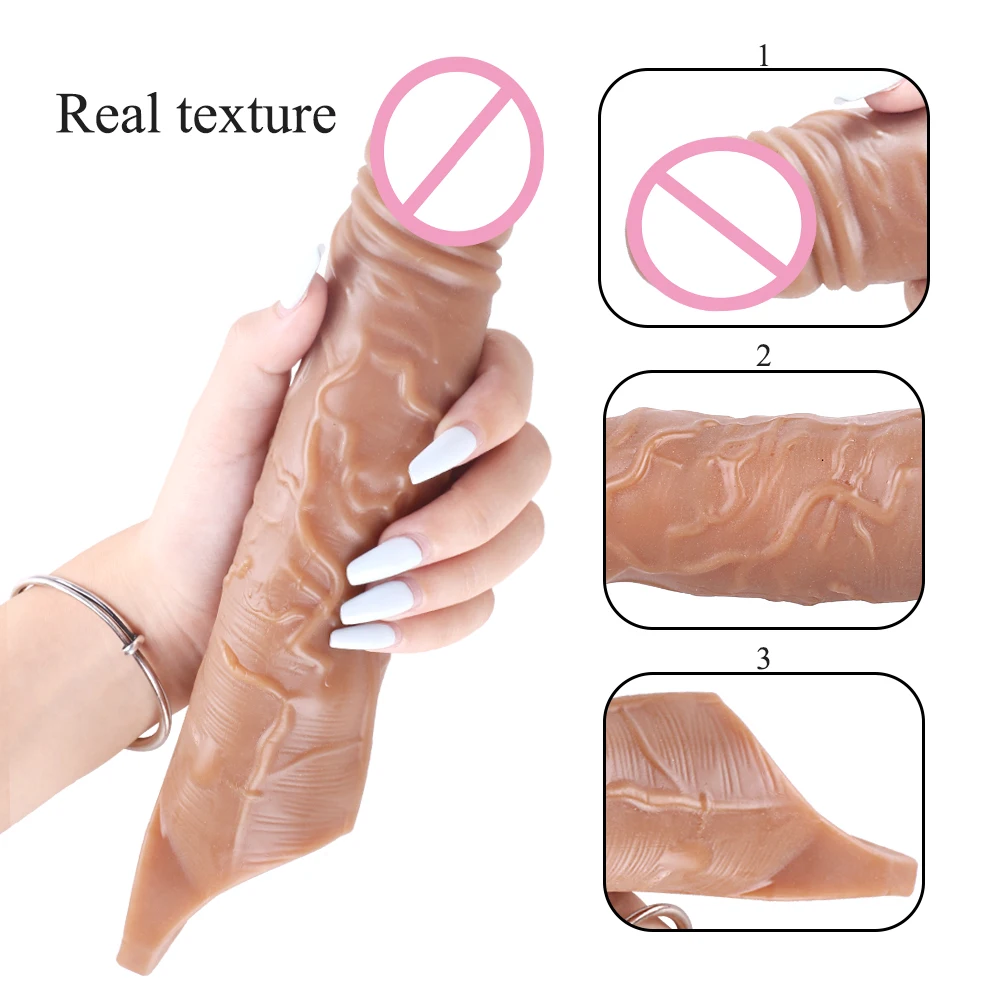 Super Huge Penis Extender Sleeve Dick Enlargement Reusable Condom Delay Ejaculation Cock Extender Sleeve Adult Sex Toys For Men