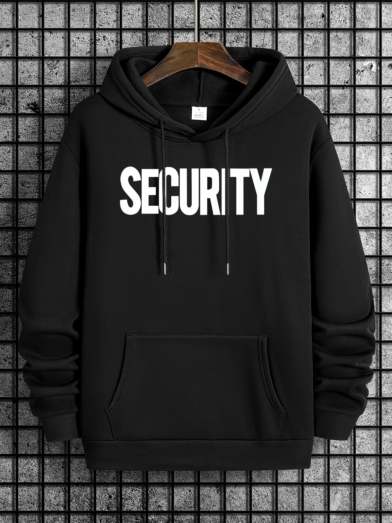 Men'S Casual Hoodie with Security Letter Print, Stylish Drawstring Hooded Sweatshirt, Comfortable And Versatile Long-Sleeve Top for Autumn And Winter