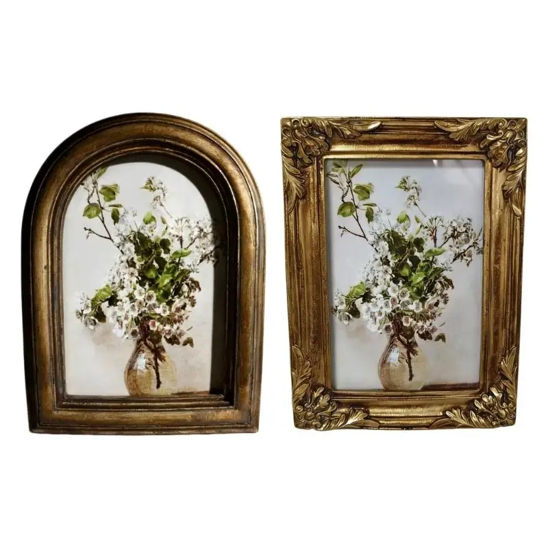 Decorative Photo Frame For Wall Mout Tabletop Display Resin Picture Frames with Included Art Insert for Living Room Accent D2RD