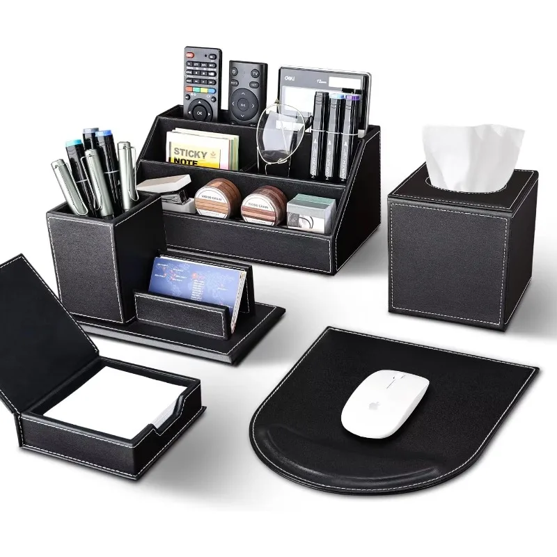 

Deluxe Desk Leather Office Set Home Study Stationery Business Office School Storage Organizer Accessories