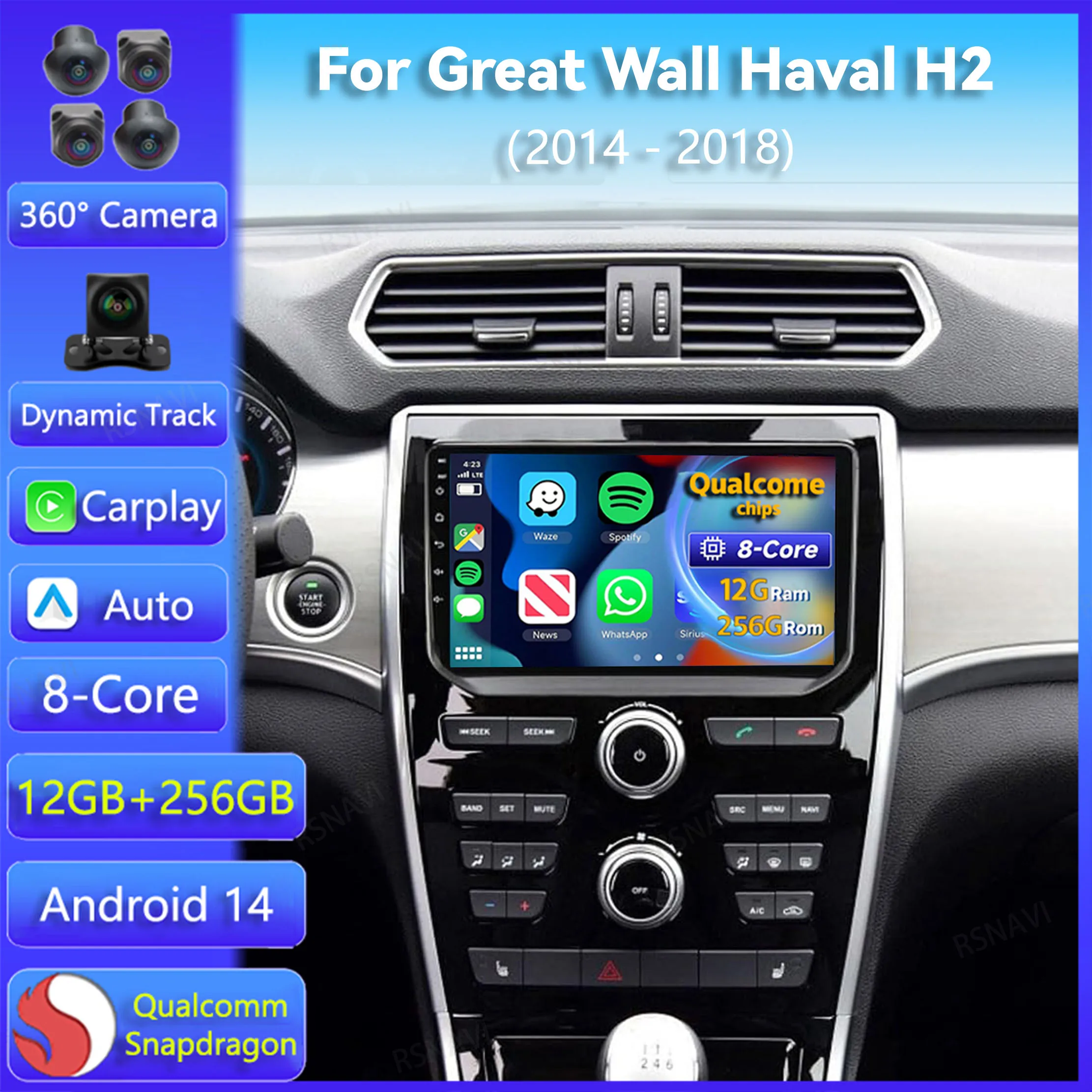 

Android 14 Carplay Auto для Great Wall Haval H2 2014 2015 2016 2017 2018 Автомобильный радиоприемник Мультимедийный плеер GPS Стерео 2 din Головное устройство