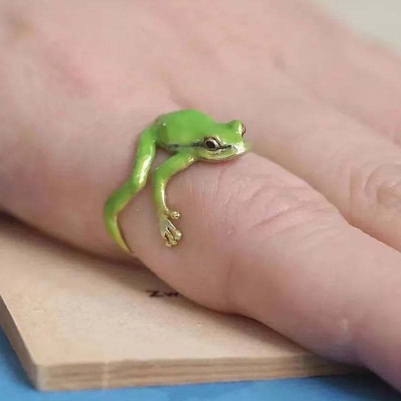 New Mini Ring DIY Frog Ring Frog Open Rings Girl Women Men Metal Cute Animal Adjustable Finger Ring Jewelry Birthday Party Gift