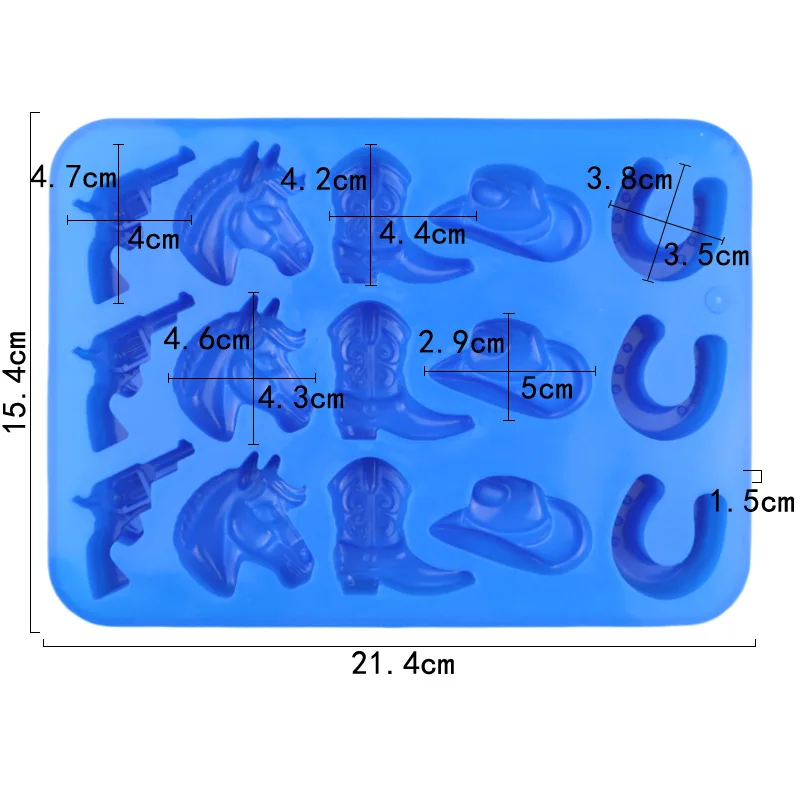 Cowboy Chocolate Silicone Mold 3D Western Themed Baking Mould Hat Boot Horse Chocolate Candy Ice Cube Tray Cake Cupcake Topper