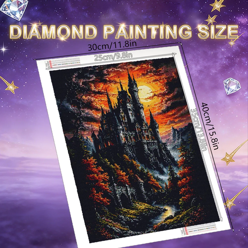 HUACAN Diamond Painting New Collection Castle Landscape Diamond Mosaic Novelties 2027 House Sunset 5d Diy 5d Diy Decor For Home