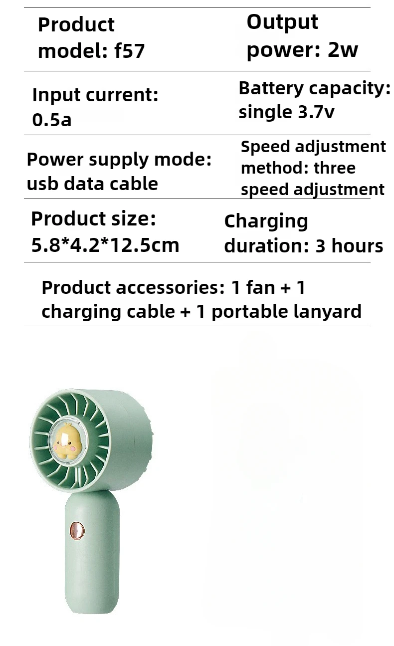 Новый ручной вентилятор с 3-ступенчатым ветром и длительным сроком службы, USB-вентилятор с беспроводной зарядкой, портативный студенческий домашний мини-вентилятор, свет, звук, настольный компьютер