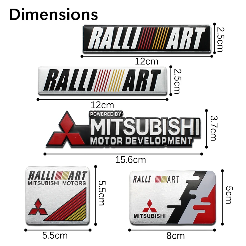 Car Aluminum Metal Ralliart Badge Logo Sticker Body Trunk Decoration Decal For Mitsubishi Ralliart Lancer 9 EX Outlander Xl L200