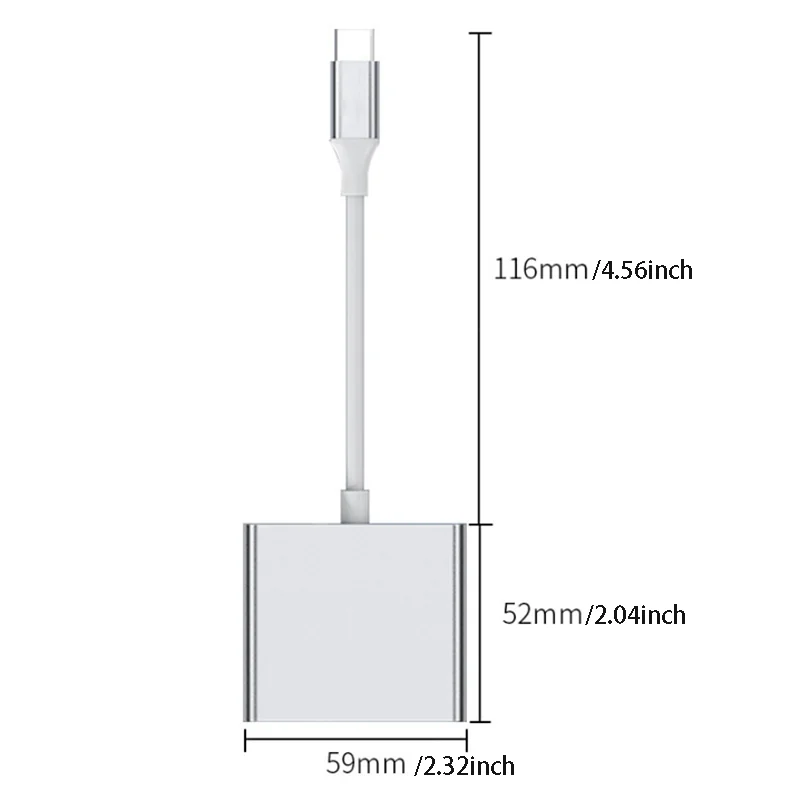 HDMI 4K 분배기 USB 디스크 카드 리더기가 있는 C타입 3.0 허브, PD 충전기 도크, C타입-HD 컨버터 확장 OTG 어댑터, 3 in 1