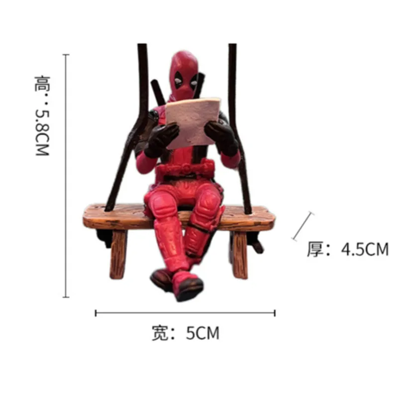 Deadpool Anime Figure Creative Car Rearview Mirror Pendant Cute Write Deadpool Swing Pendant Car Interior Accessories Model Toys