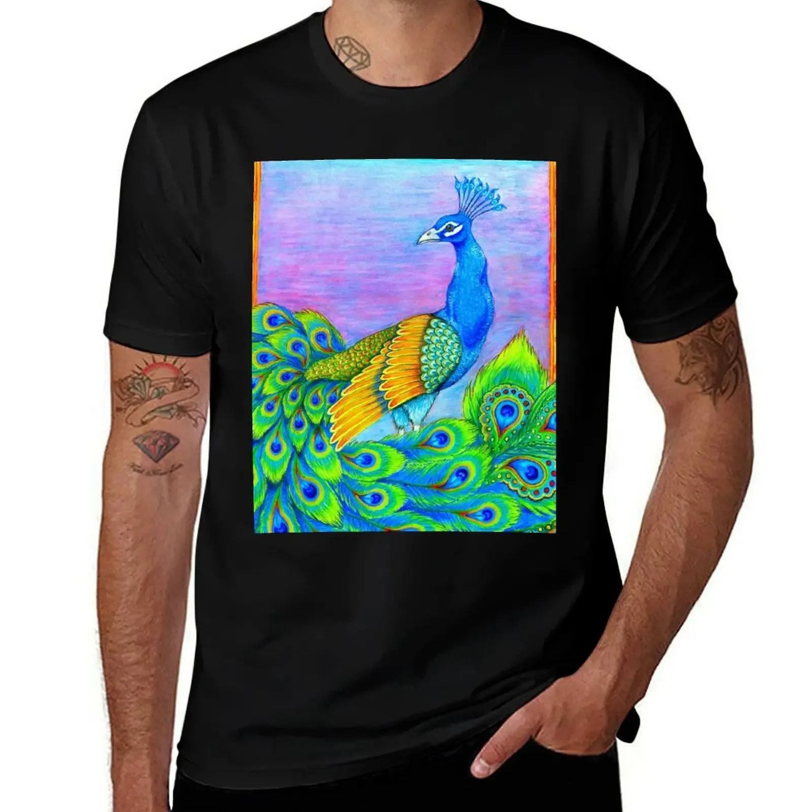 Pretty Rainbow Peacock in Pastels T-Shirt Aesthetic clothing croswit shirt man mens t shirts