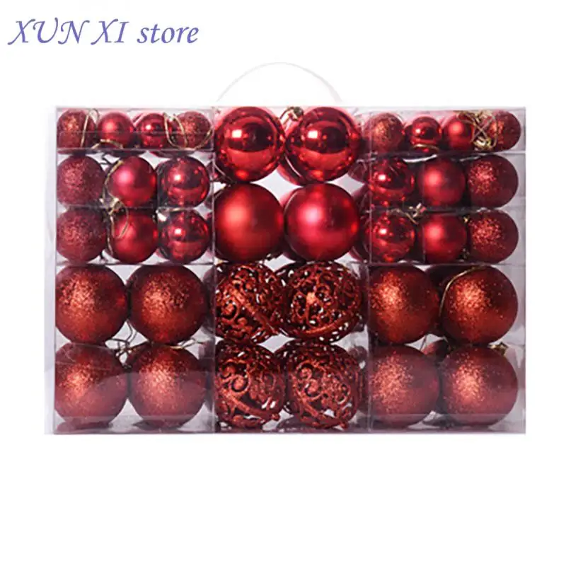 New 100PCS/Set Christmas Balls Ornament 3-6cm Hang Pendant Ball Indoor Year Xmas Tree Decor Home Christmas Tree Decoration Gifts