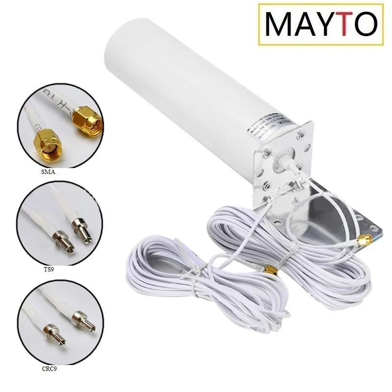 MAYTO High Gain 3G 4G External Antenna Outdoor 4G LTE Antenna 5m Dual Slider CRC9/TS9/SMA Connector for 3G 4G Router Modem