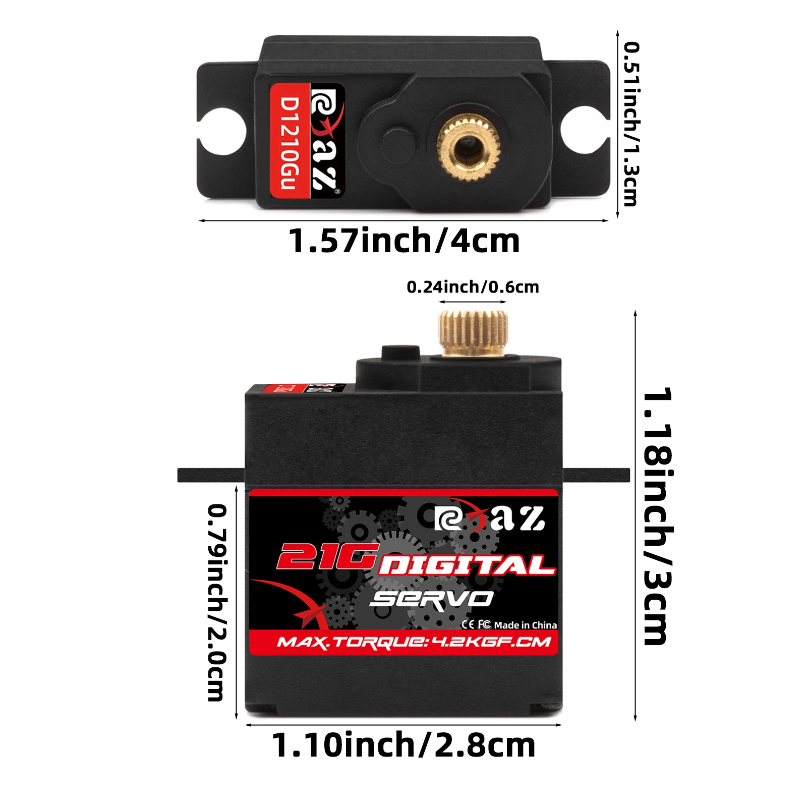 RCXAZ 21g metal gear micro mini servo 180 alto torque, adequado para carros RC, aeronaves Slash RC e robôs