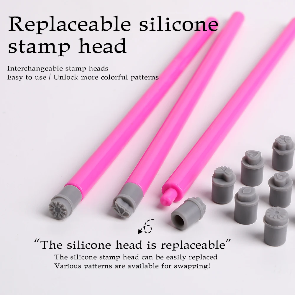 3 قطعة مسمار الفن ختم مجموعة أقلام مع 18 استبدال ختم رؤساء الأزهار فراشة تصميم مسمار ختم مانيكير التنقيط أداة الرسم #4