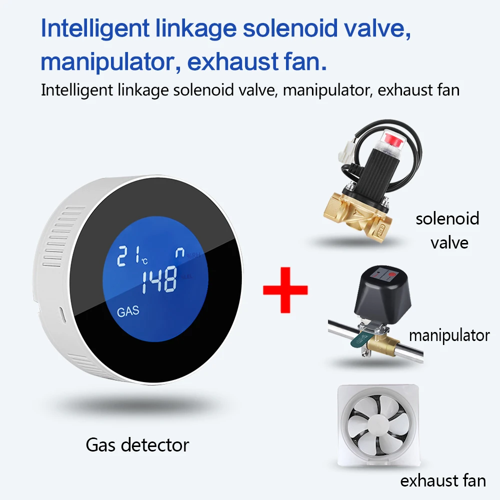 Tuya สมาร์ท WiFi ธรรมชาติแก๊สรั่ว Detecor นาฬิกาปลุก Digital LCD อุณหภูมิจอแสดงผล Gas Sensor สำหรับ Home Kitchen