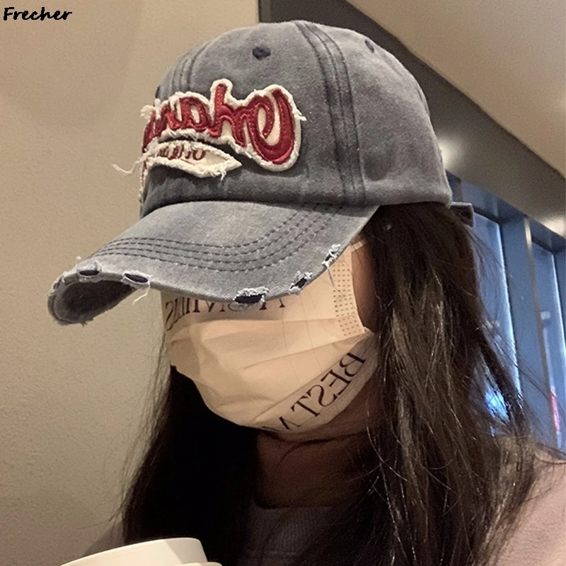 

Unisex Jeans Baseball Cap Vintage Letter Embroidery Visors Hats Washed Denim Sun Hat Fashion Party Hip Hop Sports Cap 2025