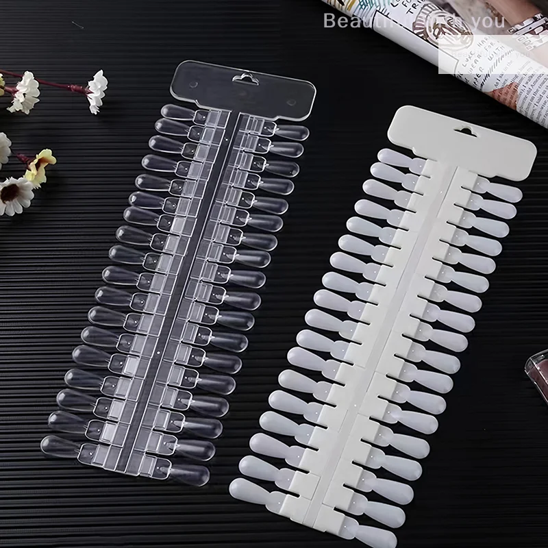 36 個ナチュラル/クリアカラーカードリムーバブルネイルアートディスプレイ偽ネイルチップラックティアドロップデザインマニキュアジェルポリッシュ練習ツール