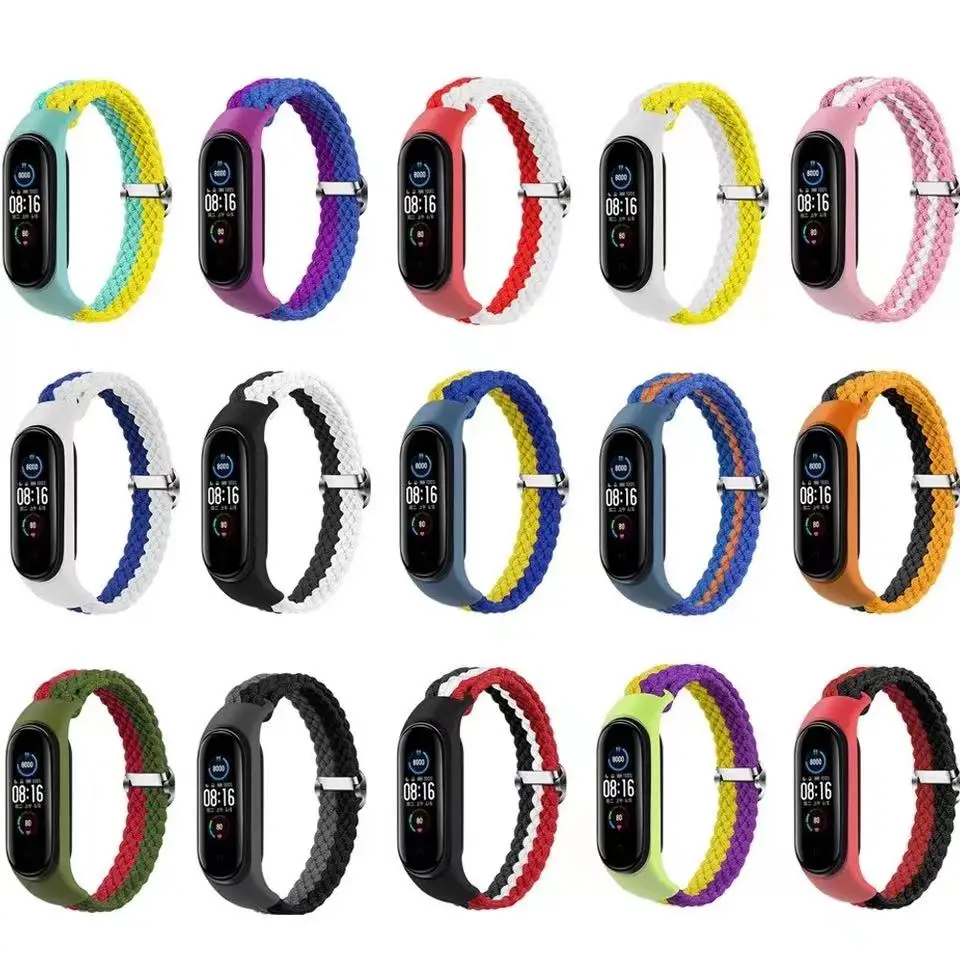 Braided nylon strap with buckle For Xiaomi Mi band 7 6 5 4 Smart Bracelet Adjustable Breathable Wristband For Xiaomi Mi band 4 3