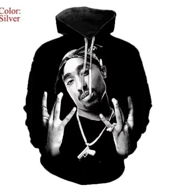 Hoodie Rapper Rocker Tupac 3d Printed Sweatshirt Men Women Hooded Oversized Hoodie Kids Harajuku Pullover Sweatshirt Jacket