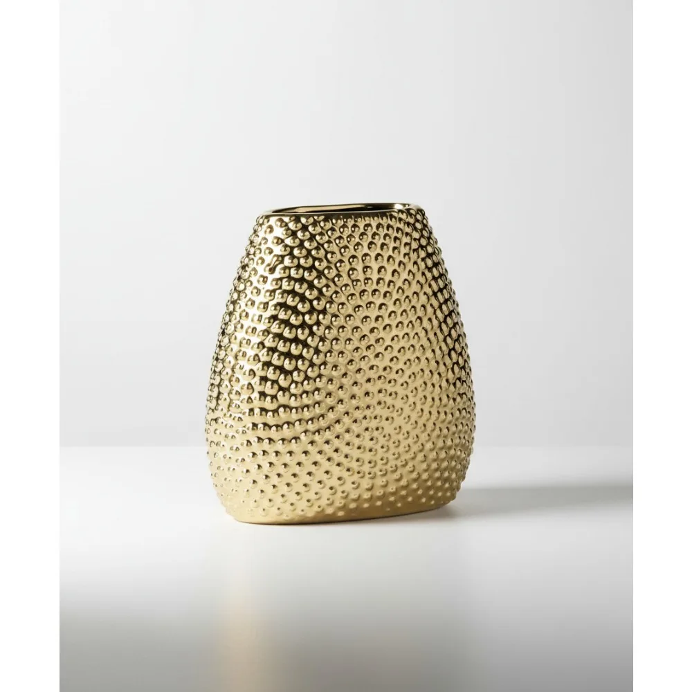 

Современная металлическая керамическая ваза для домашнего декора — центральная часть с золотым акцентом для гостиной и столовой
