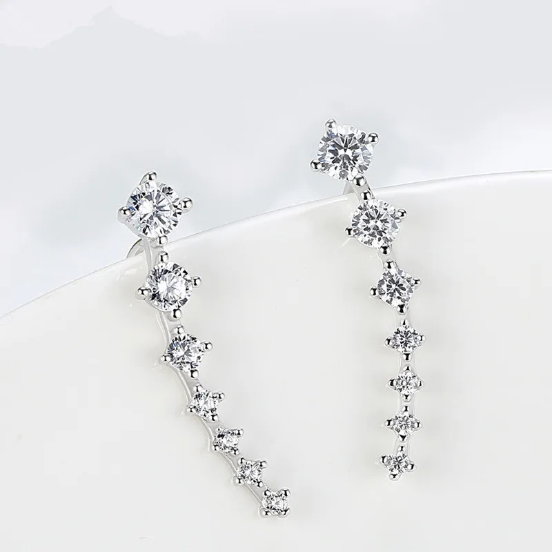 

925 Sterling Silver Pave Cubic Zirconia Aries Ear Cuff Climbers Cover Ear Earrings