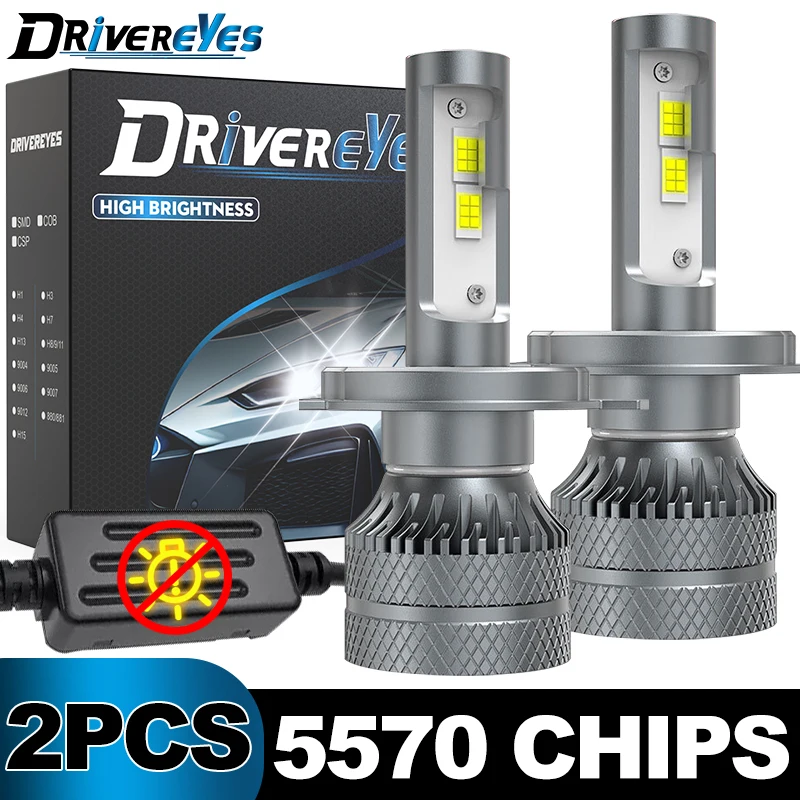 5570 CSP LED H7 H4 H1 9006 9005 HB3 HB4 H11 H8 H9 9012 HIR2 Car Headlights Canbus Decoder 6000K White 2X Auto Lamp Kits 12V MINI