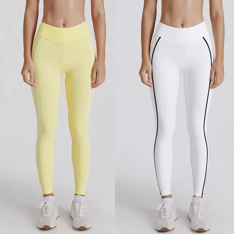 

Жилет для йоги контрастного цвета с v-образным вырезом на груди, бюстгальтер с высокоэластичной подтяжкой бедер, быстросохнущие спортивные брюки для бега, тренировок, фитнеса