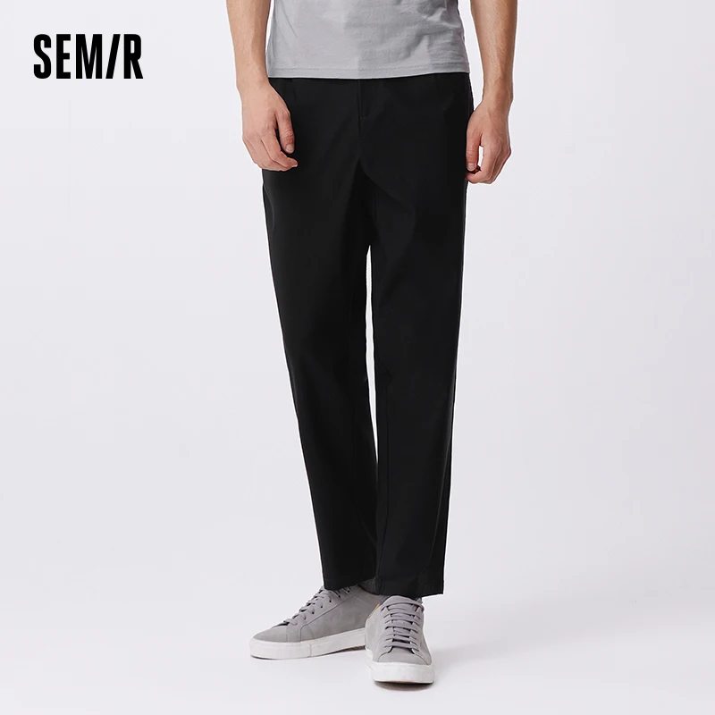 

Semir Casual Pants Men Simple Solid Color Business Commuting Tapered Long Pants Versatile Elastic Textured Pants