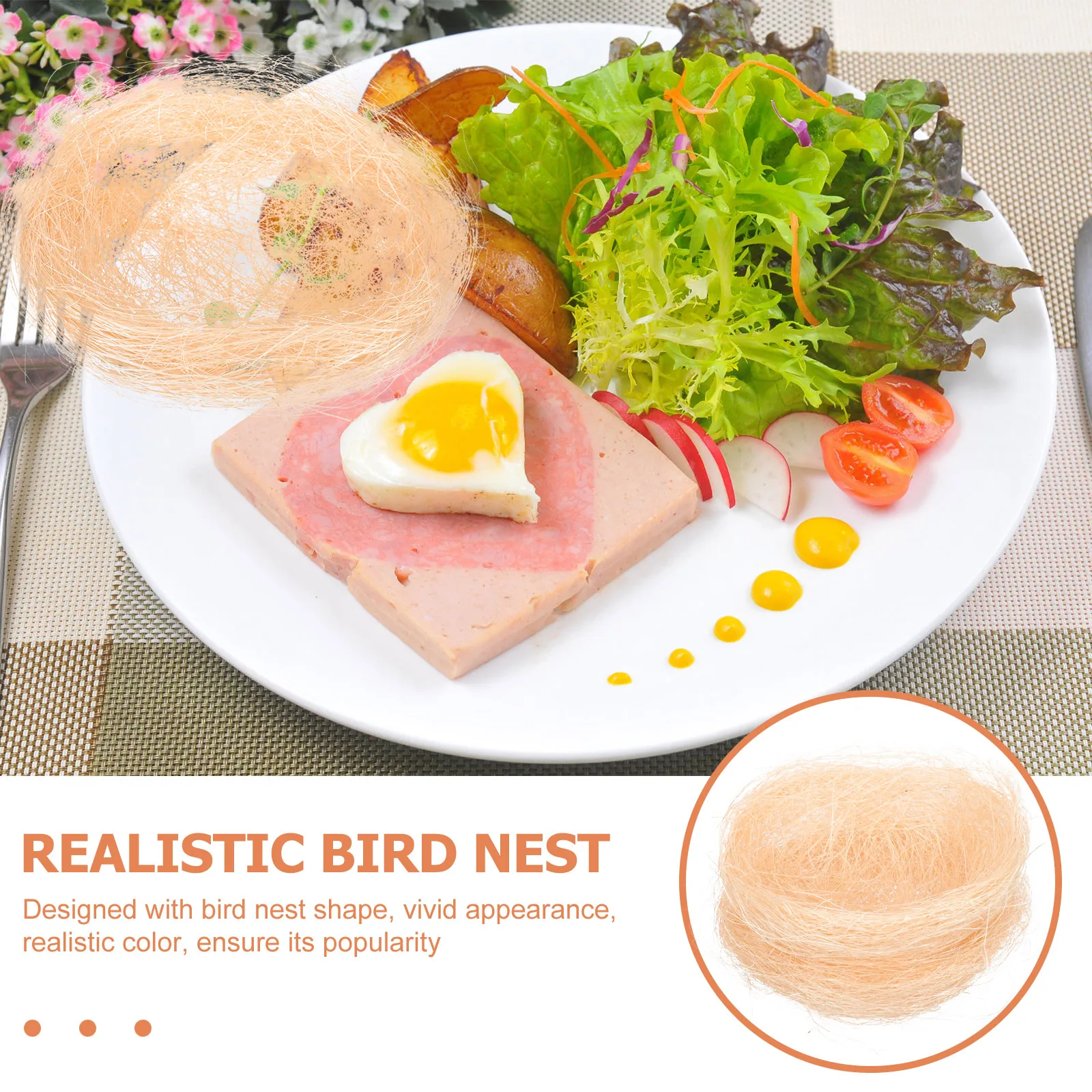 

15pcs Simulated Bird'S Nest Decor For Cold Dishes Gift Box Ornament Creative Food Plate Decoration Realistic Nest Accessories
