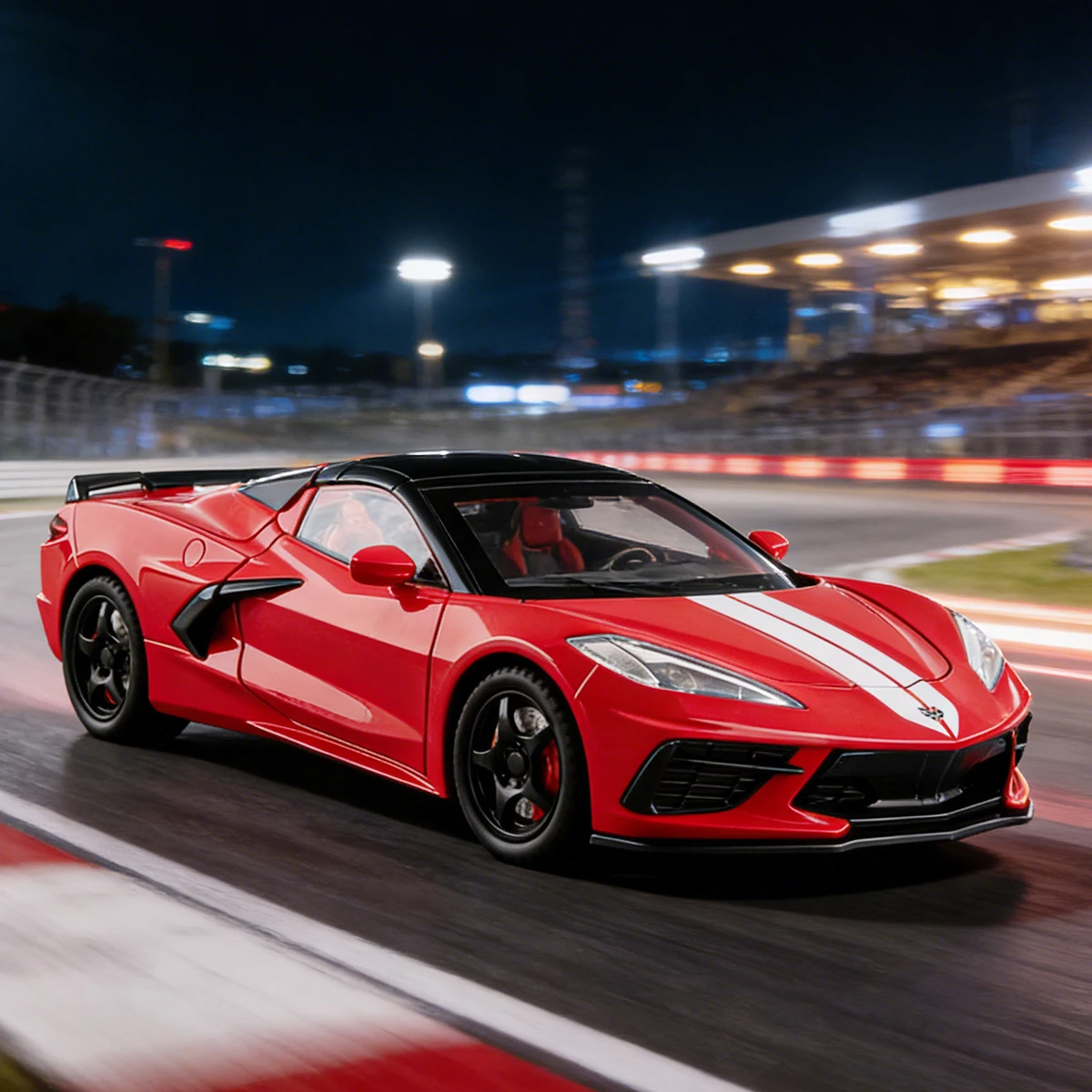 Modelo de Auto Deportivo  Corvette Z06 de Aleación, Juguete de Simulación con Puertas Retráctiles y Abribles, C8 Con...