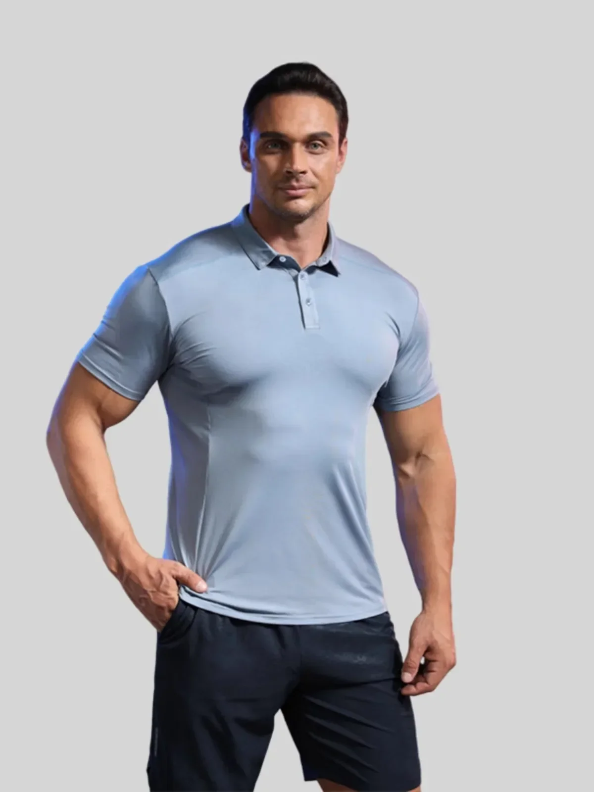 Men Sport Training Ice Silk 2024 Summer Polo Zipper T-shirt Short Sleeve Male Casual Quick Dry Gym Running Fitness Slim Clothing