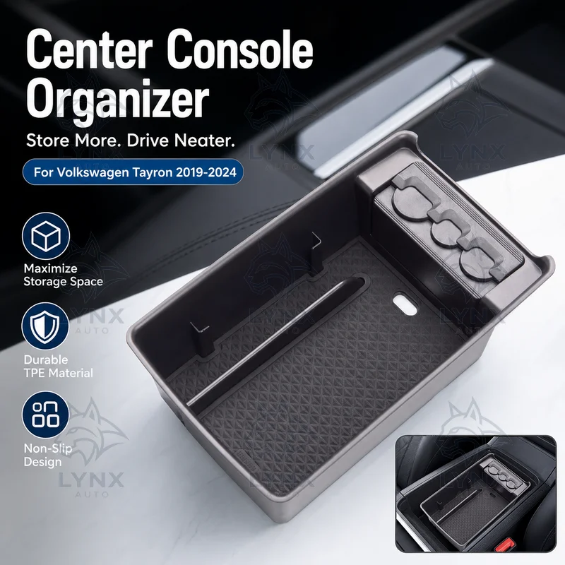 For Volkswagen Tayron 2019-2024 Center Console Armrest Storage Box Insert Organizer Car Interior Upgrade Accessories
