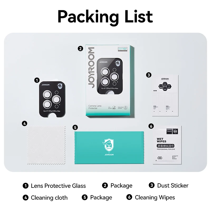 Joyroom عدسة الكاميرا حامي آيفون 17 برو ماكس عدسة الزجاج الخلفي حامي الكاميرا آيفون 16 برو/16 برو ماكس لين فيلم #6