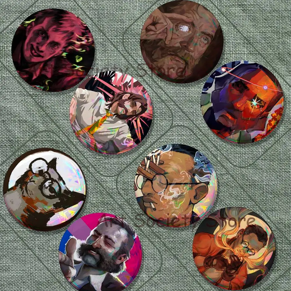 D-Disco Elysium Hot Game Brooches for Backpack Accessories 25,32,44,58,75mm Round Enamel Pins 2-piece set Cartoon Anime Badge