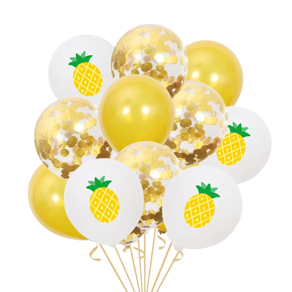 

15 Pcs Golden Sequin Pineapple Balloons Summer Latex Party Decoration Birthday Hawaii Themed Balloon Accessories Festive