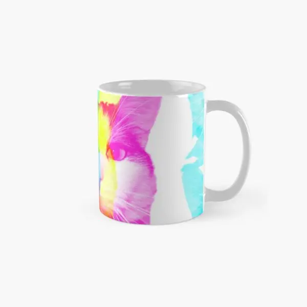 Prismatic Cat Addict Classic  Mug Simple Coffee Photo Picture Printed Design Tea Image Cup Gifts Handle Round Drinkware