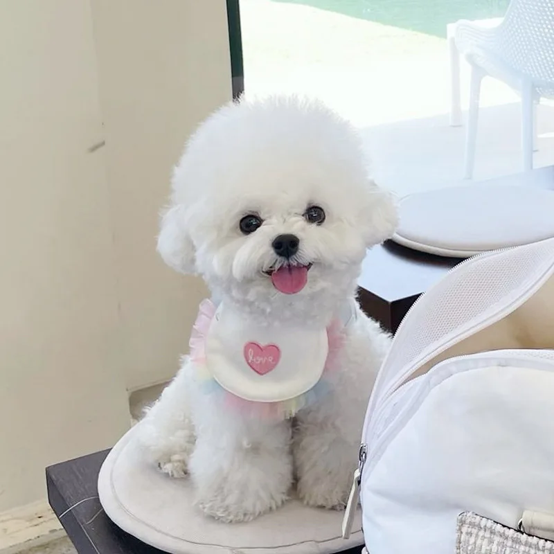 ins Dog Cat Love Bib Pet Saliva Towel Bichon Teddy Hiromi Bib Cat Pets Triangle Scarf Cat Saliva Towel Cat Dog-accessories