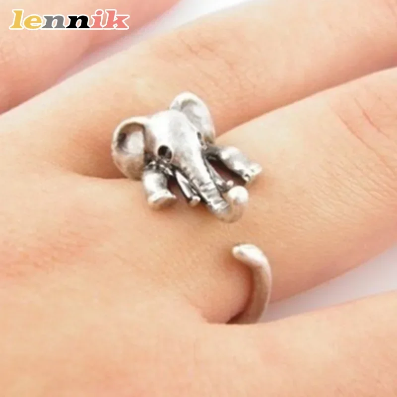 Verstellbarer offener Ring, skurriler Elefanten-Maus-Paar-Design, vergoldeter Retro-Schmuck, süßes ästhetisches Accessoire für Frauen und Mädchen