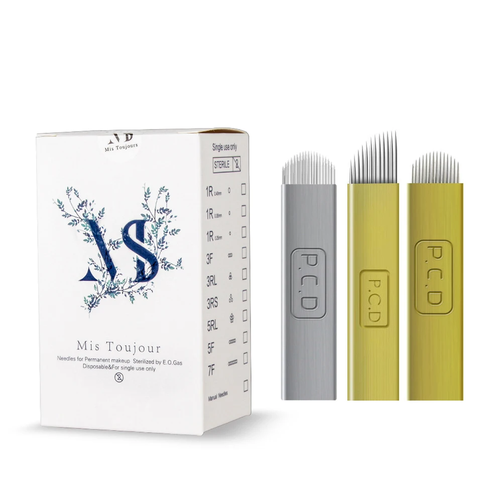 50pcs/box Hard 12Pin 14U 19U Microblading Needles Tebori Tattoo Blades For Semi Permanent Makeup Eyebrows Micropigmentation
