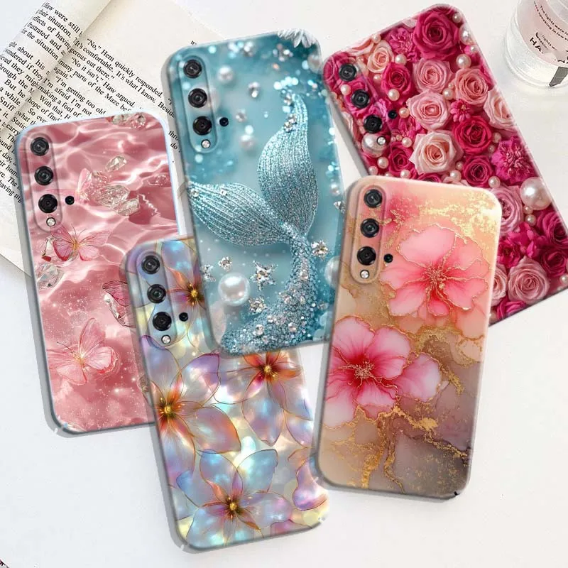 Capa de Luxo com Arte Floral para Honor Play Magic 8 7 6 X9d X9c X9 X8b X8A X8 500 200 X50 X60 Lite GT Pro Capa Rígida para Celular