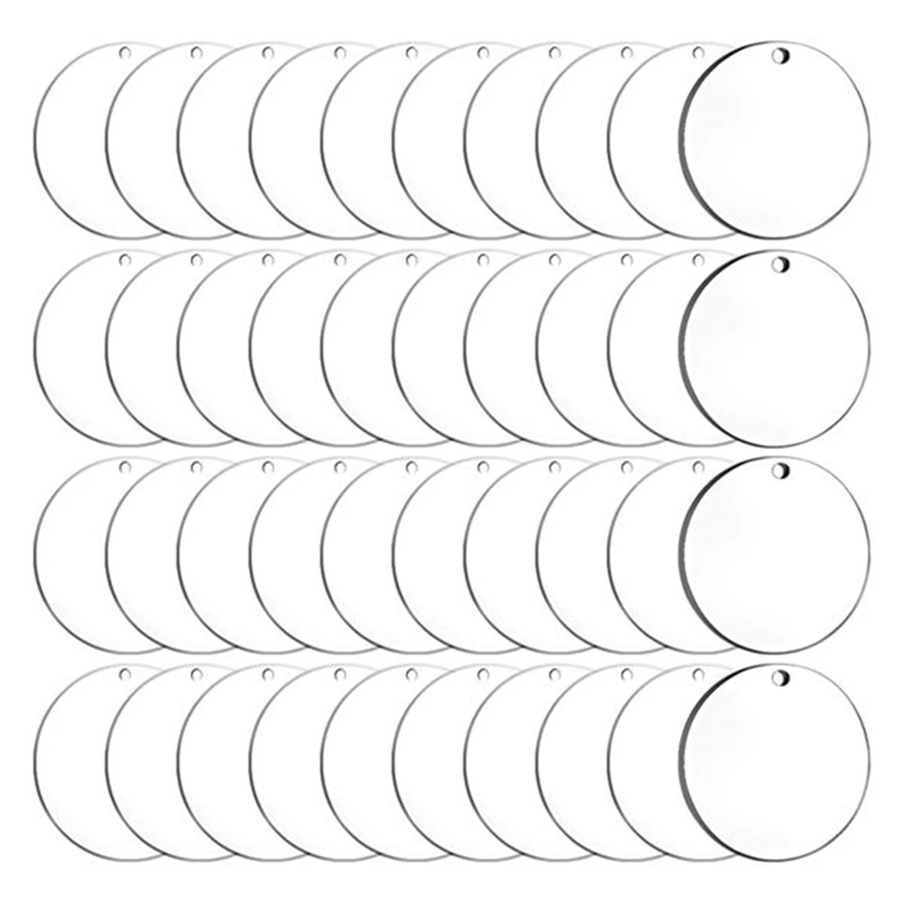 

100 Pieces of 2 Inch Transparent Acrylic Keychain Blank with Holes, Durable Acrylic Plate DIY Crafts (1/8 Inch Thick)