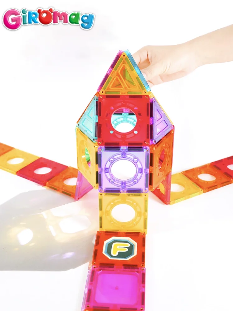 GIROMAG 10PCS-110PCS 자석 타일 및 튜브 빌딩 세트 어린이를위한 STEM 교육용 건설 장난감 소년 소녀 3-12 세