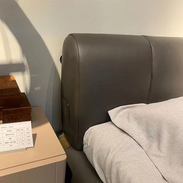 Cabecero de cuero de diseño moderno europeo de lujo, tamaño Queen, marco de cama tamaño King, camas para niños, juegos de dormitorio, muebles