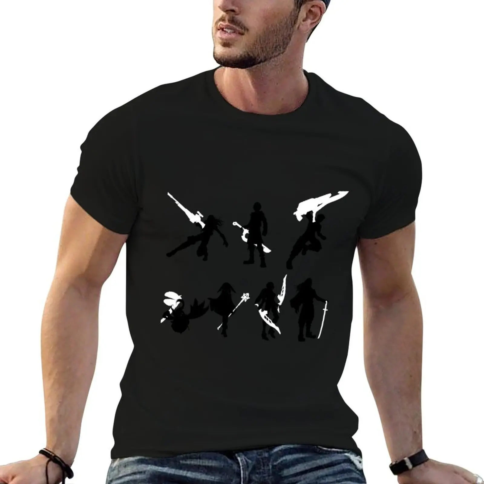 

Xenoblade party silhouette (ver. 2) T-Shirt man t shirt cotton man t shirt cotton high quality T-Shirt